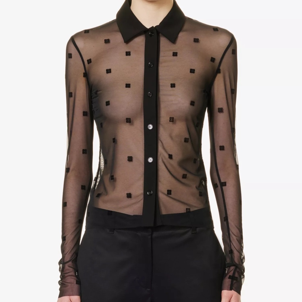 NWT Givenchy Sheer Black Long Sleeve Blouse